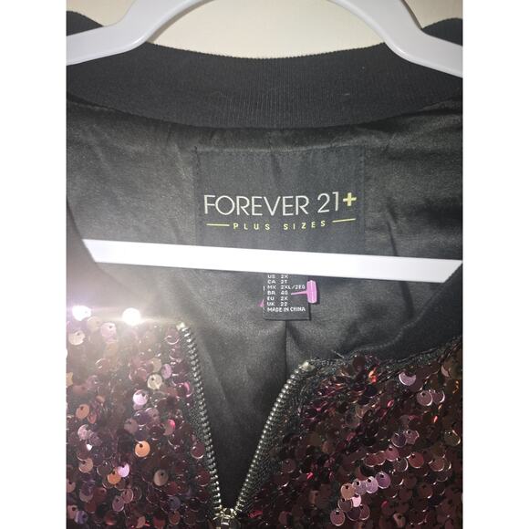 Sequin Bomber Jacket Women Forever 21 Plus Sizes 2X Black , Pink & Gold Hombre - Picture 5 of 5
